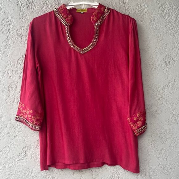 Novica Tops - Embellished Pink Silk Kurta from India - NWOT